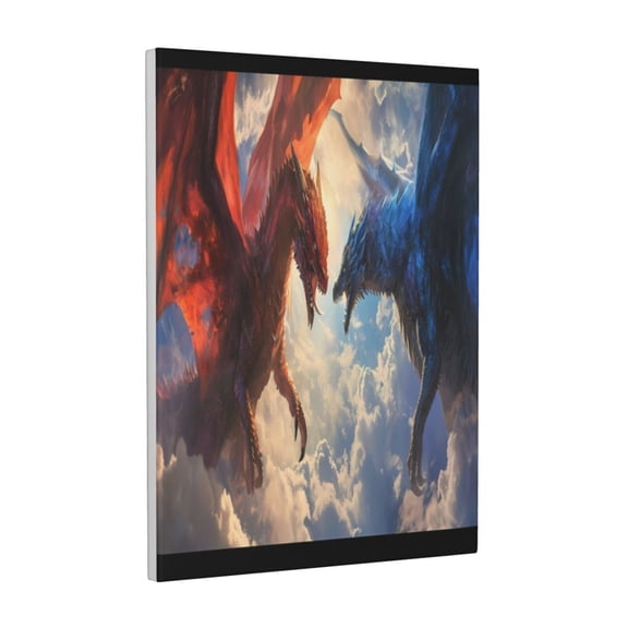 Kdxio Cloud Red And Blue Dragon Pattern Canvas Wall Art 12x16 Inches - Waterproof HD Print Solid Wood Frame for Living Room & Bathroom,Vertical