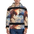 thumbnail image 1 of Kdxio Cloud Red And Blue Dragon Print Mens Casual Hooded Collar Drawstring Hoodies Pullover Sweatshirts Casual Long Sleeve Shirts-Large, 1 of 7