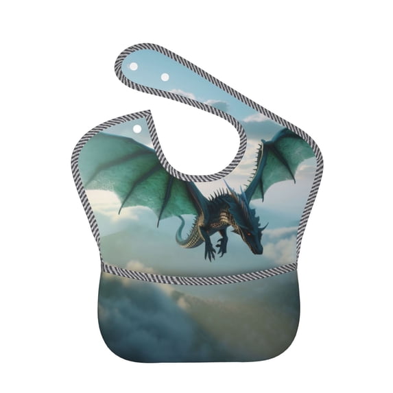 Kdxio Cloud Sky Green Dragon Bibs For Babies, Baby Bibs for Eating, Toddler Bibs, Waterproof Bibs, Feeding Bibs, for Toddlers, Boys, Girls