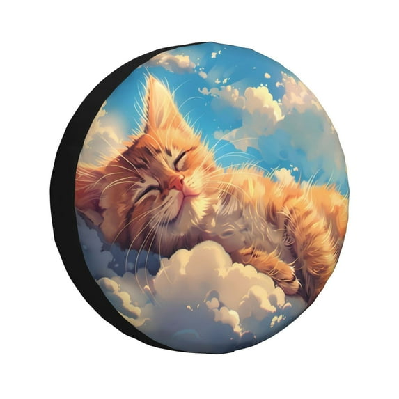 Kdxio Cloud Sleeping Cat for Tire Cover Wheel Protectors Tyre Covers Weatherproof Wheel Covers Universal Fit for Trailer Rv SUV Truck Camper Travel Trailers 16 inch
