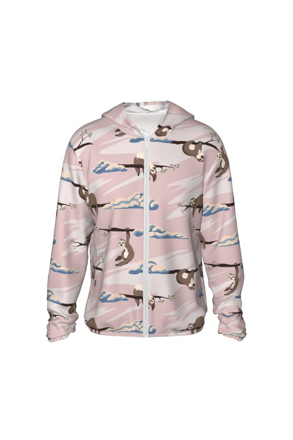 Cloud Sloth Print Women Men Sun Protection UPF 50+ Jackets Zip Up Long Sleeve Hoodie Hiking Lightweight with Pockets