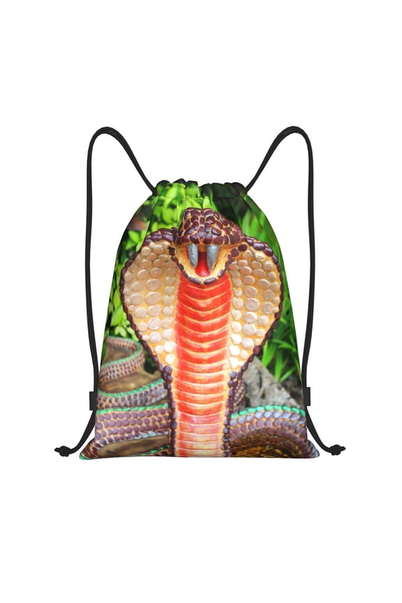 Cobra Snake Print Drawstring Backpack Bag,Waterproof Draw String Back Sack, Gym Drawstring Bags Swim Bag For Unisex