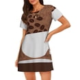 thumbnail image 1 of Kdxio Coffee Cafe Cup Pattern Womens Short Sleeve Sleepshirt Scoopneck Cute Nightdress Ruffle Comfy Nightgown, 1 of 6
