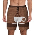 thumbnail image 1 of Kdxio Coffee Cafe Cup Print Men'S Swim Trunks With Compression Liner 7 Inch Inseam Quick Dry Swim Shorts, 1 of 7