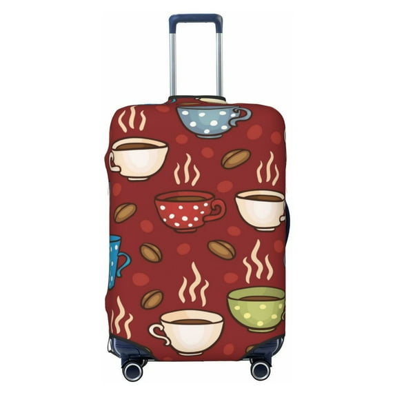 Kdxio Coffee Cups Pattern Luggage Cover for Travel,Elastic and Durable,Fits 18-32 Inch,Anti-Scratch Suitcase Protector