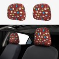 thumbnail image 1 of Kdxio Coffee Cups Pattern Print 2 Piece Car Head Rest Covers Set Auto Front/Rear Seats Headrest Cover Universal Fit Most Cars,Sedan, SUV, 1 of 9