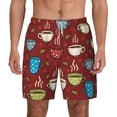 thumbnail image 1 of Kdxio Coffee Cups Print Men'S Swim Trunks With Compression Liner 7 Inch Inseam Quick Dry Swim Shorts, 1 of 7