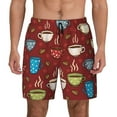 thumbnail image 1 of Kdxio Coffee Cups Print Men'S Swim Trunks With Compression Liner 7 Inch Inseam Quick Dry Swim Shorts, 1 of 7