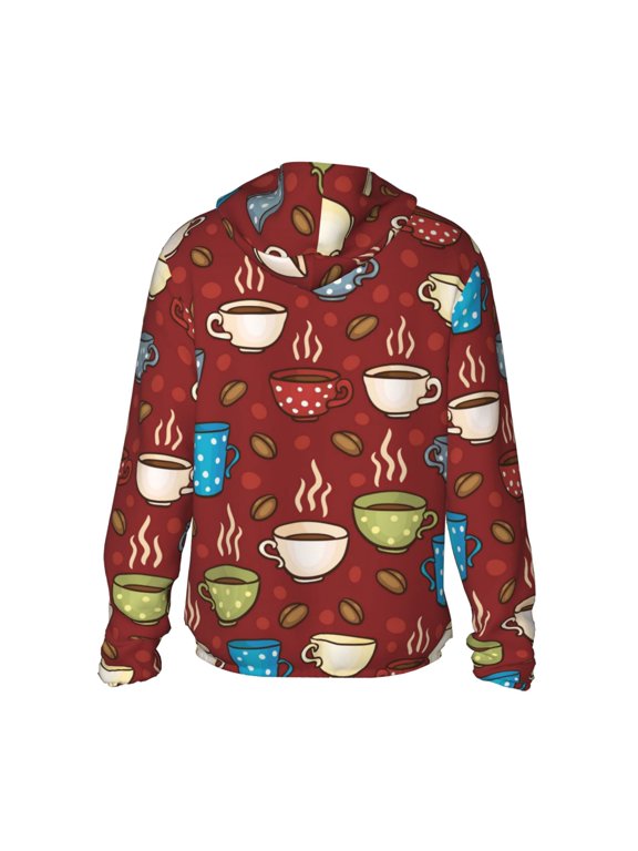 Coffee Cups Print Women Men Sun Protection UPF 50+ Jackets Zip Up Long Sleeve Hoodie Hiking Lightweight with Pockets