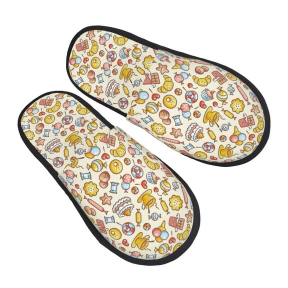 Kdxio Coffee Donuts Pattern Slippers for Women Memory Foam Fuzzy House Slippers Bedroom Non-slip Warm Womens Slippers