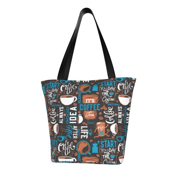 Kdxio Coffee Lover Print Women Reusable Grocery Bags Foldable Ripstop,Reusable Shopping Bags for Shopping,Gym,Gift
