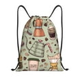 thumbnail image 1 of Kdxio Coffee Makers Macaroons Chocolate Print Drawstring Backpack Bag,Waterproof Draw String Back Sack, Gym Drawstring Bags Swim Bag For Unisex, 1 of 9
