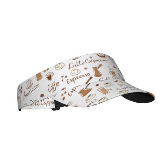 Kdxio Coffee Print Sun Visor Hat Golf Visor Adjustable Velcro Outdoor Sports Cap For Men Women