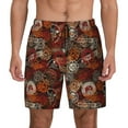 thumbnail image 1 of Kdxio Coffee Stamp Print Men's Swim Trunks with Compression Liner 7 Inch Inseam Quick Dry Swim Shorts, 1 of 5