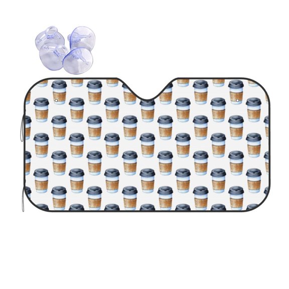 Kdxio Coffee To Go Pattern Print Front Windshield Sun Shade,Folding Auto Sunshade for Car Truck SUV-Small