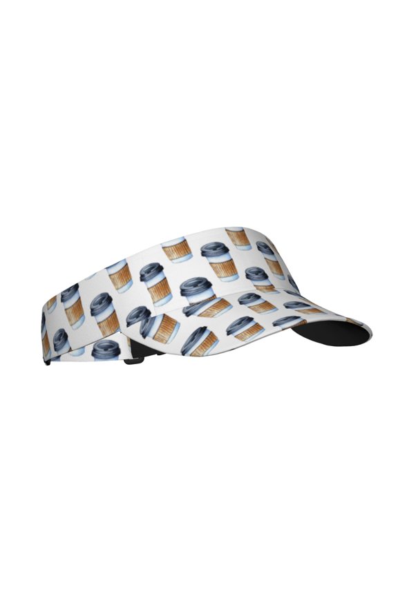 Coffee To Go Pattern Print Sun Visor Hat Golf Visor Adjustable Velcro Outdoor Sports Cap for Men Women
