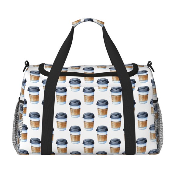 Kdxio Coffee To Go Pattern Travel Duffel Bag Gym Bag Weekender Travel Bag Gym Bag for Women &Men Airplane Travel Essentials for Flying