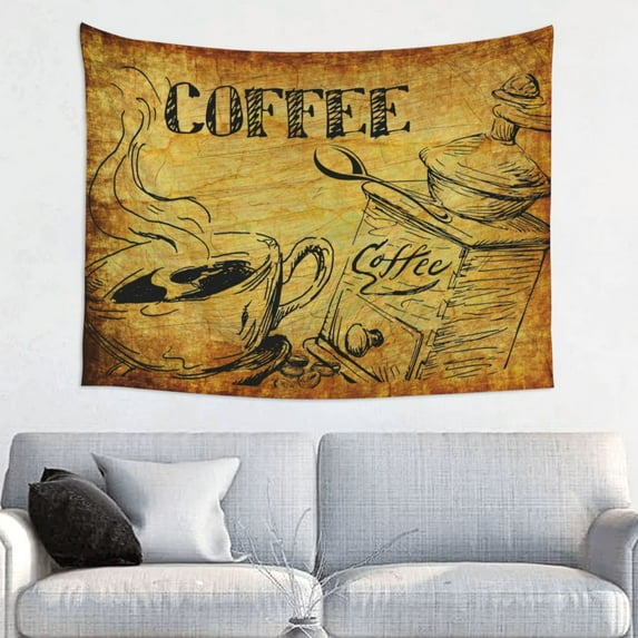 Kdxio Coffee Vintage Wall Hanging Tapestries Banner For Bedroom College Dorm Home Living Room Party Decor 29X37 In