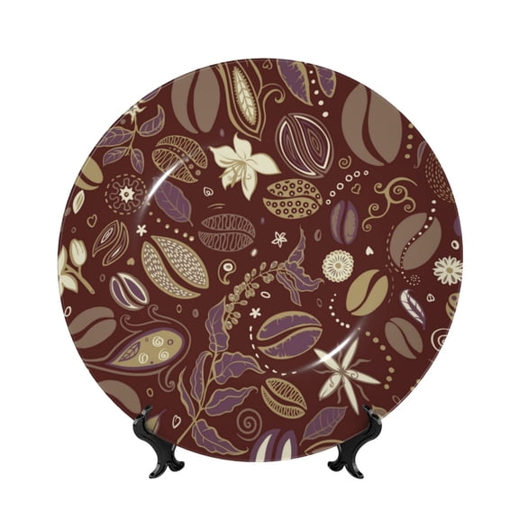 Kdxio Coffee and Flowers Bone China Decorative Plate Ceramic Decorative Plate for Home Office Wall Stand Decorative Plates for Home Bedroom-6in