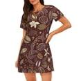 thumbnail image 1 of Kdxio Coffee and Flowers Pattern Womens Short Sleeve Sleepshirt Scoopneck Cute Nightdress Ruffle Comfy Nightgown, 1 of 6