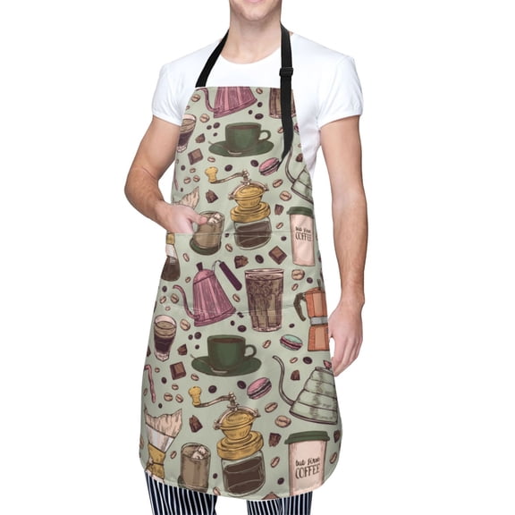Kdxio Coffee pots cup Apron with Pockets Adjustable Kitchen Aprons for Men Women Waterproof Aprons for Cooking,Drawing,Crafting, Baking Household Cleaning
