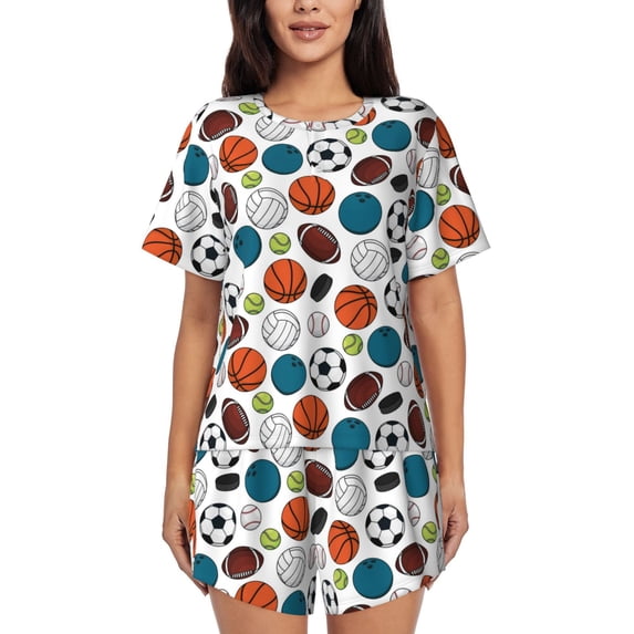 Kdxio Color Balls Print Pajamas Sets for Women Short-Sleeved Pjs with Lounge Shorts Two Piece Sleepwear S-4XL