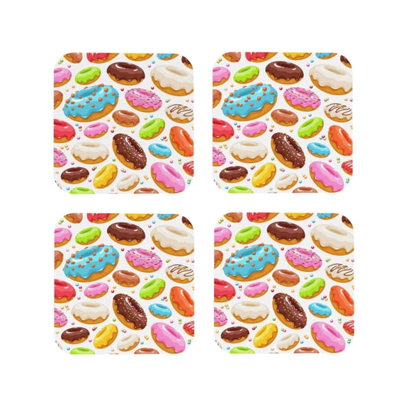 Kdxio Color Donut Funny Coasters,4 Pcs Leather Coasters,Housewarming Gifts,Protect Furniture From Water Marks Scratch And Damage
