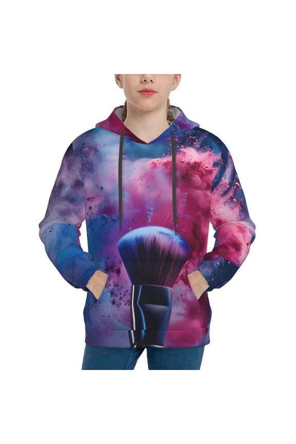 Color Explosion Makeup Brush Pattern Boys Athletic Unisex Boys Girls Hoodie with Pocket Sweatshirts-Medium