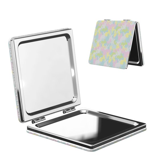 Kdxio Color Rabbit Pocket Mirror, 1X/2X Travel Makeup Mirror 2-Sided Folding Small Mirror Portable Double-Sided Magnifying Cosmetic Mirror for Gift-Square