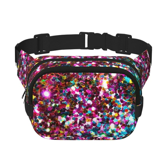 Kdxio Color Shiny Crossbody Double Layer Waist Bag Belt Bag for Unisex Fanny Pack Fashion Waist Packs for Hiking Running Shopping Traveling