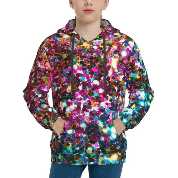 Kdxio Color Shiny Pattern Boys Athletic Unisex Boys Girls Hoodie with Pocket Sweatshirts-Small