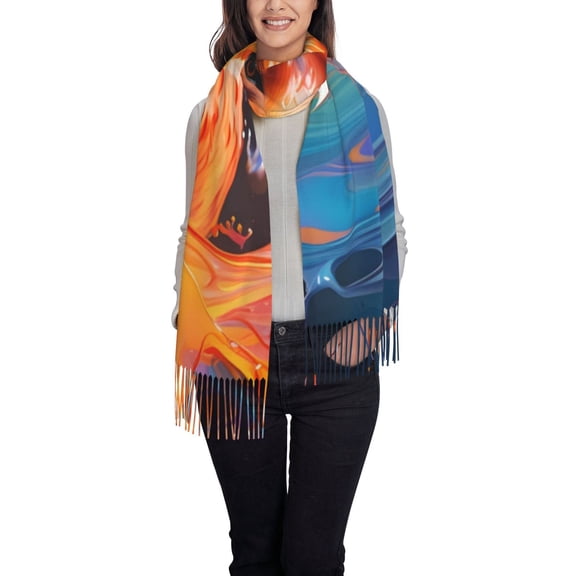 Kdxio Color Splash Fox Portrait Women's Scarf Womens Winter Scarf, Fashion Scarfs for Women, Shawls and Wraps, Long Blanket Scarf