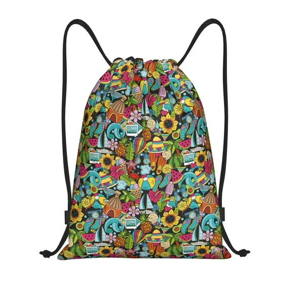 Kdxio Color Summer Print Drawstring Backpack Bag,Waterproof Draw String Back Sack, Gym Drawstring Bags Swim Bag For Unisex