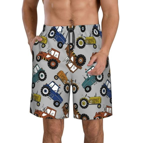 Kdxio Color Tractor Pattern Mens Casual Shorts - Drawstring Summer Beach Sports Shorts for Men