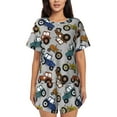 thumbnail image 1 of Kdxio Color Tractor Print Pajamas Sets for Women Short-Sleeved Pjs with Lounge Shorts Two Piece Sleepwear S-4XL, 1 of 9