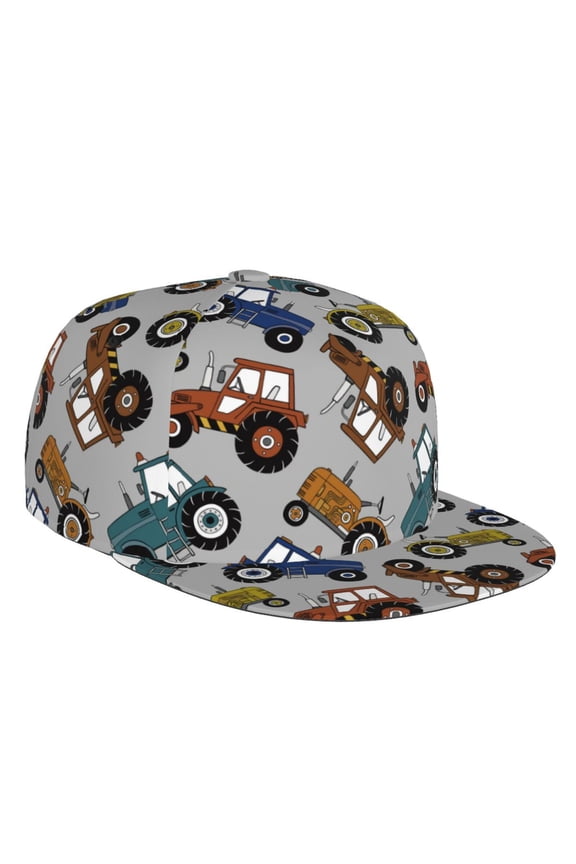Color Tractor Print Snapback Hat for Men Women,Adjustable Baseball Cap