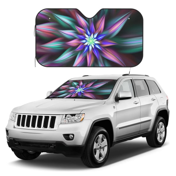 Kdxio Colored Abstract Print Windshield Sun Shade, Foldable Sun Blocker for Car,Truck,SUV Automotive Interior Sun Protection,Reflective Shade for Front Windshield(Medium)