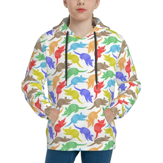 Kdxio Colored Armadillos Pattern Boys Athletic Unisex Boys Girls Hoodie with Pocket Sweatshirts-Large