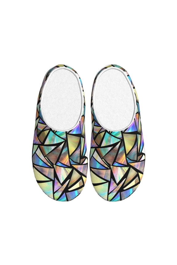 Colored Glass Women's Men's Slippers Plush Slip-On House Slipper for Winter Indoor Soft Cushion Non-slip Fluffy Slides Slippers-11
