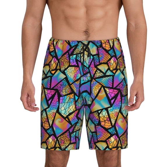 Kdxio Colored Glass1 Print Mens Sleep Shorts Bottoms Soft Comfy Pajama Wear Pants with Drawstring Pockets