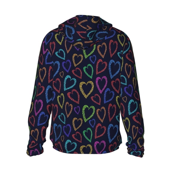 Kdxio Colored Hearts Print Women Men Sun Protection UPF 50+ Jackets Zip Up Long Sleeve Hoodie Hiking Lightweight with Pockets