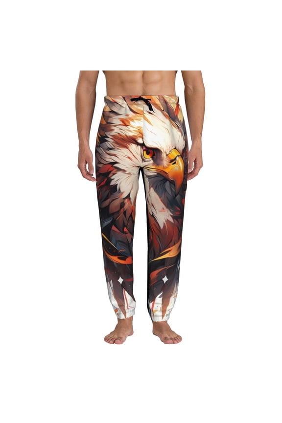 Colorful Abstract Eagle Pattern Joggers,Sweatpants for Men with Pockets-X-Large