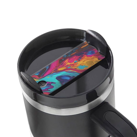 Kdxio Colorful Abstract Swirls Name Plate Compatible Stanley Cups Name Tag Acrylic Nameplate Tumbler Lid Topper for Cup Accessories