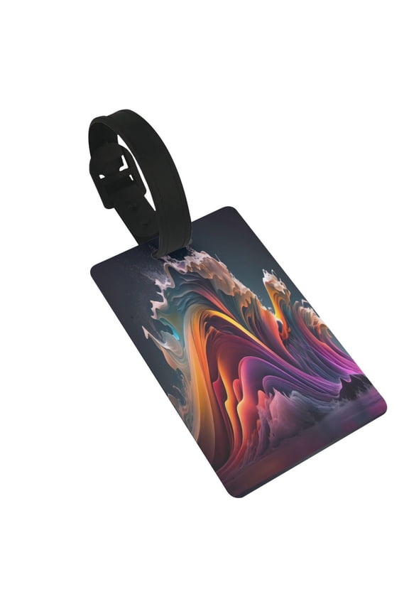 Colorful Abstract Wave Motion Luggage Tags Privacy Cover ID Label Suitcase Tags Identifiers For School Bags,Suitcases