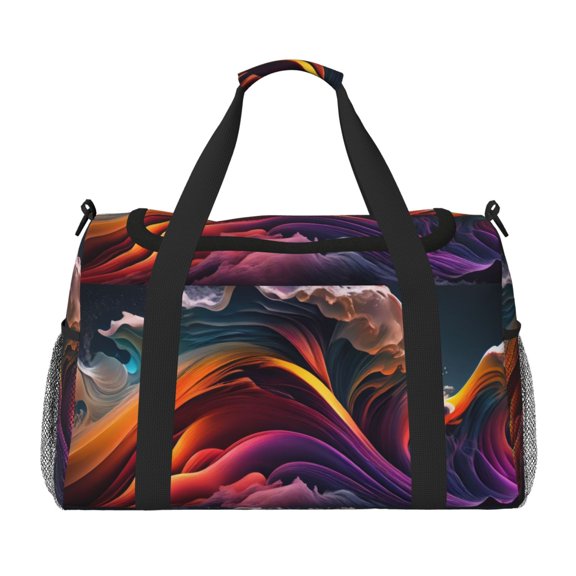 Kdxio Colorful Abstract Wave Motion Travel Duffel Bag Gym Bag Weekender Travel Bag Gym Bag for Women &Men Airplane Travel Essentials for Flying