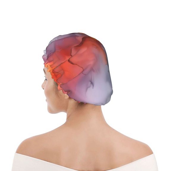 Kdxio Colorful Abstract Waves Print Shower Cap for Women,Elastic and Reusable,Double Waterproof Layers Bathing Hat