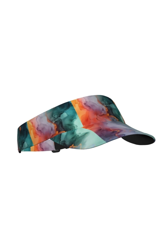 Colorful Abstract Waves Print Sun Visor Hat Golf Visor Adjustable Velcro Outdoor Sports Cap for Men Women
