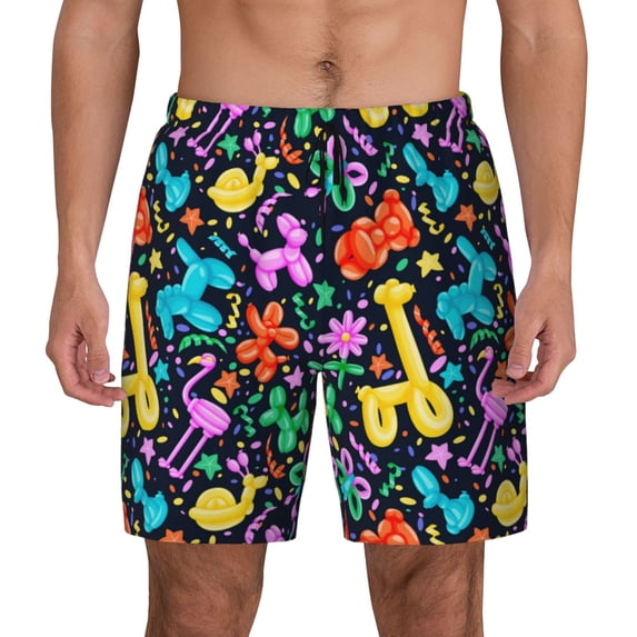 Kdxio Colorful Air Balloons1 Print Men's Swim Trunks with Compression Liner 7 Inch Inseam Quick Dry Swim Shorts