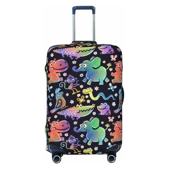 Kdxio Colorful Animals Pattern Luggage Cover for Travel,Elastic and Durable,Fits 18-32 Inch,Anti-Scratch Suitcase Protector-No luggage included
