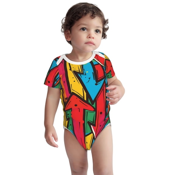 Kdxio Colorful Arrow Graffiti Pattern Pattern Unisex Baby Cotton Short Sleeve Bodysuits-18 Months